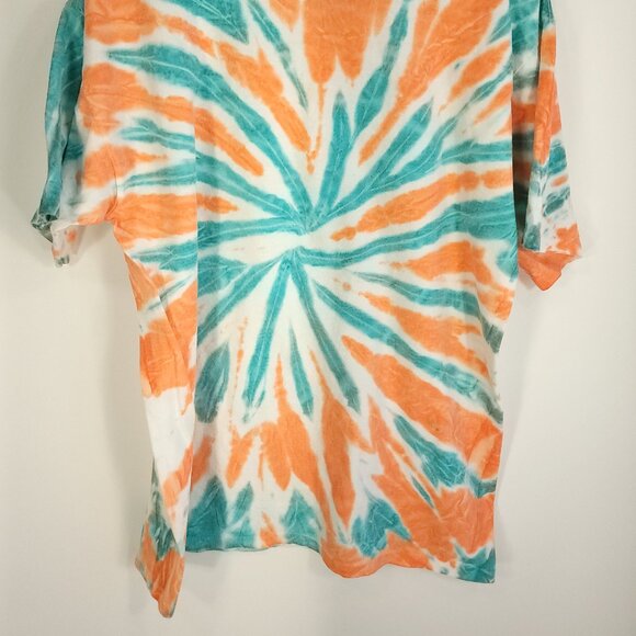 Vtg Miami Dolphins Graphic T-Shirt Men's XL Orange Aqua Tie Dye Sport Attack - Picture 8 of 10